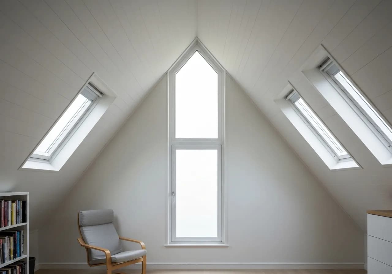 Ausgebautes Dachgeschoss mit Giebelfenster und Dachflächenfenstern